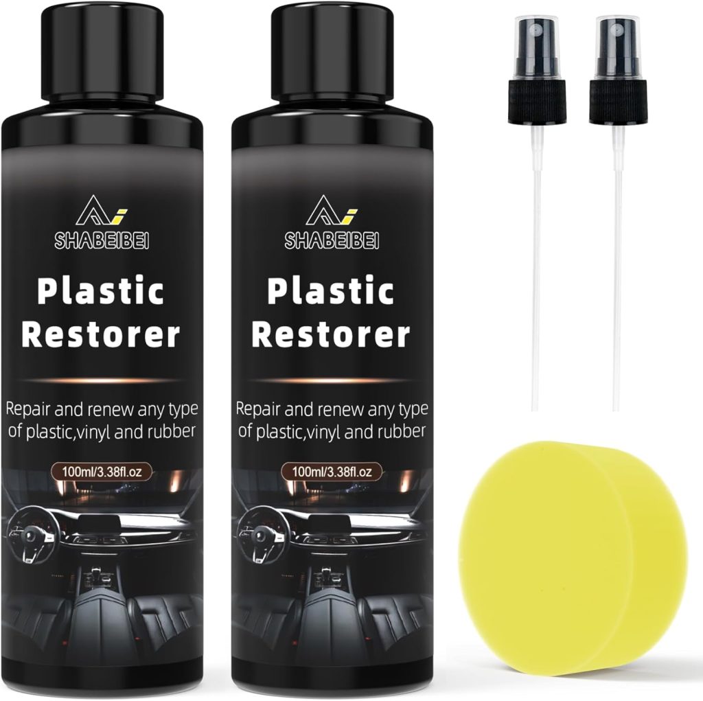 CAR GUYS Plastic Restorer | Bring Plastic, Rubber, and Vinyl Back to Life! User Friendly Trim Restorer | Safe Auto Detailing Supplies | 8 Oz Kit with Foam Applicator